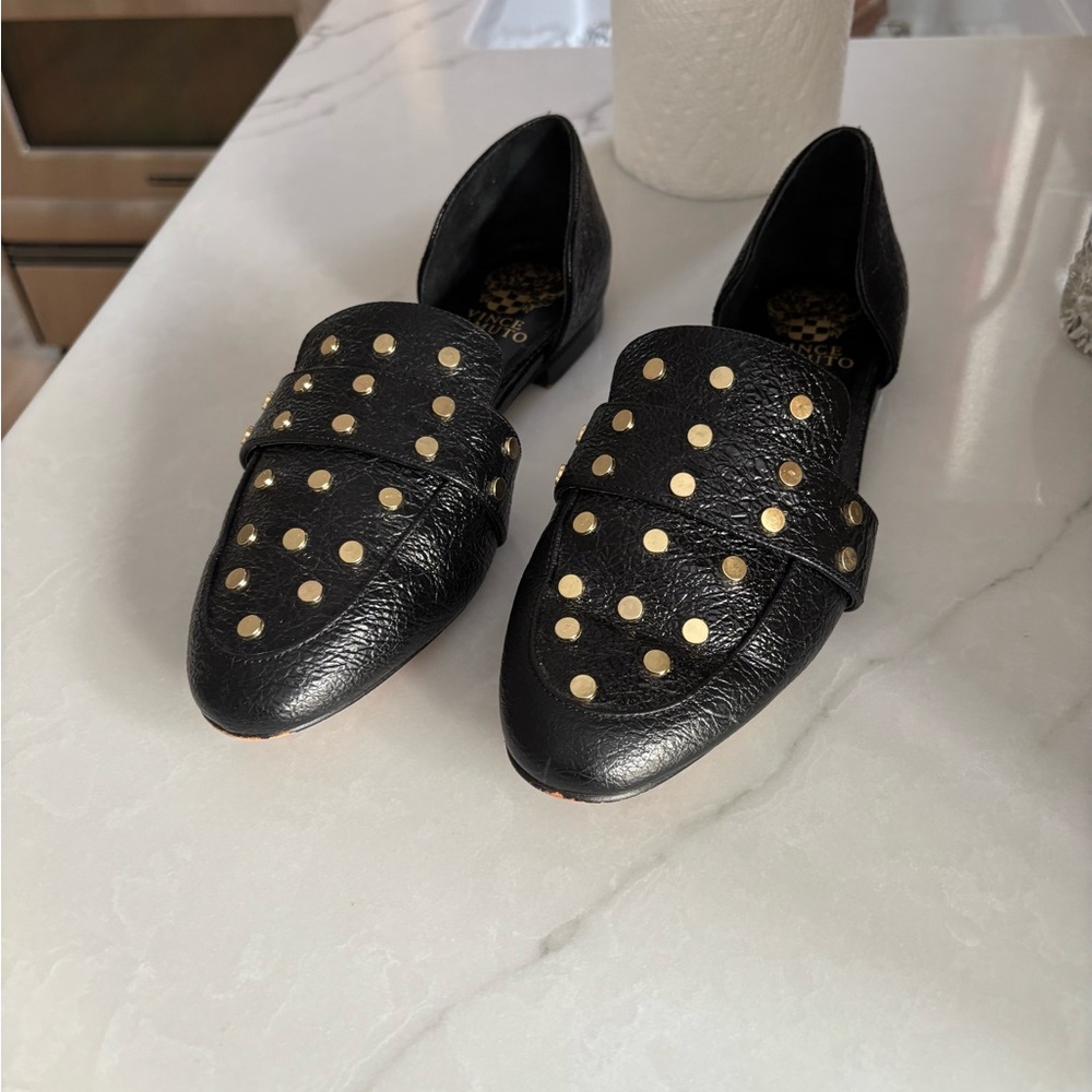 Black and Gold Studded Women's Loafers Vince Camuto 7.5